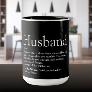 Husband Definition Fun Cool Black and White Two-Tone Coffee Mug