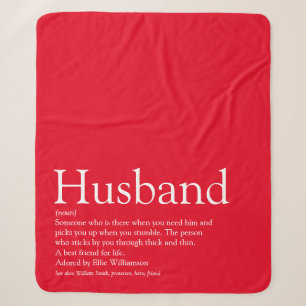 Husband Definition Quote Modern Fun Red Sherpa Blanket