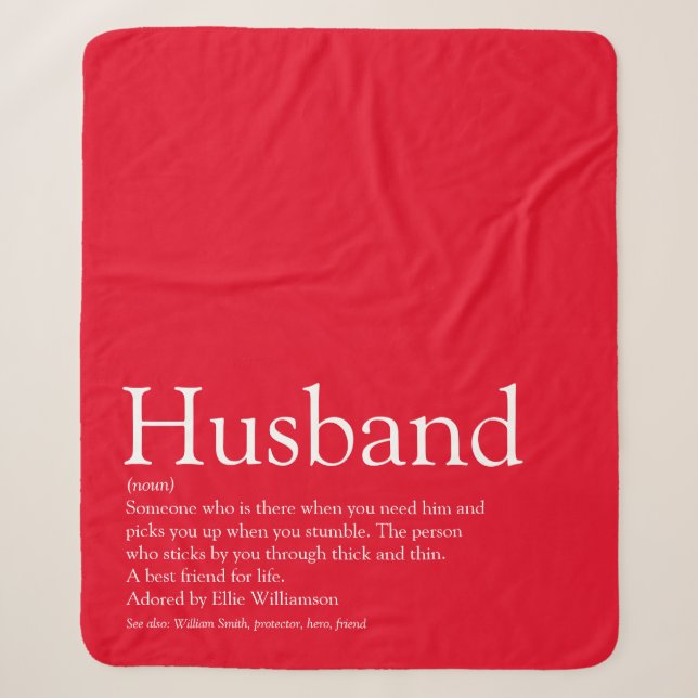 Husband Definition Quote Modern Fun Red Sherpa Blanket (Front)