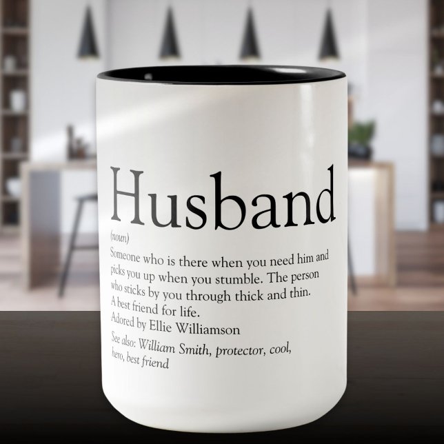 Husband Definition Saying Modern Cool Two-Tone Coffee Mug (Husband Definition Saying Modern Cool Two-Tone Coffee Mug)