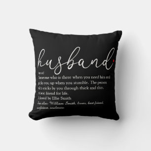 Husband Definition Script Red Love Heart Throw Pillow