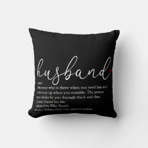 Husband Definition Script Red Love Heart Throw Pillow