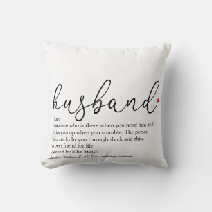Husband Definition Script Red Love Heart Throw Pillow
