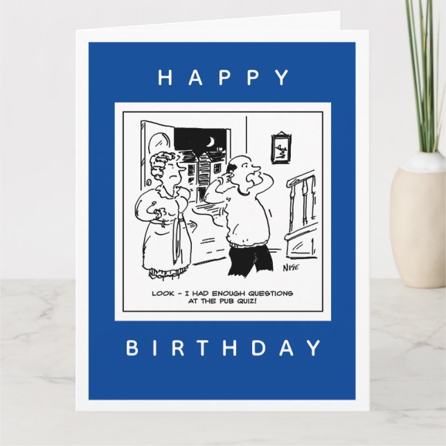 Husband Doesn't Want Questioning Cartoon Card (Front)