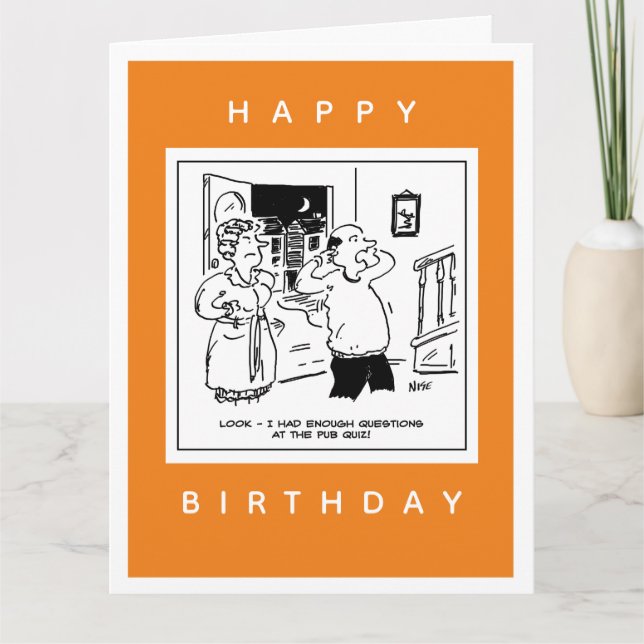 Husband Doesn't Want Questioning Cartoon Card (Front)