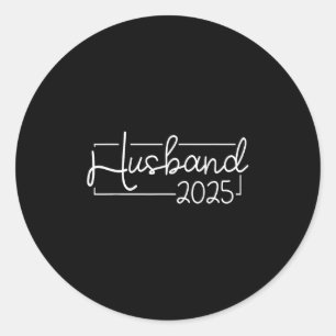 Husband Est 2025 Just Married Hubby Wedding Gettin Classic Round Sticker