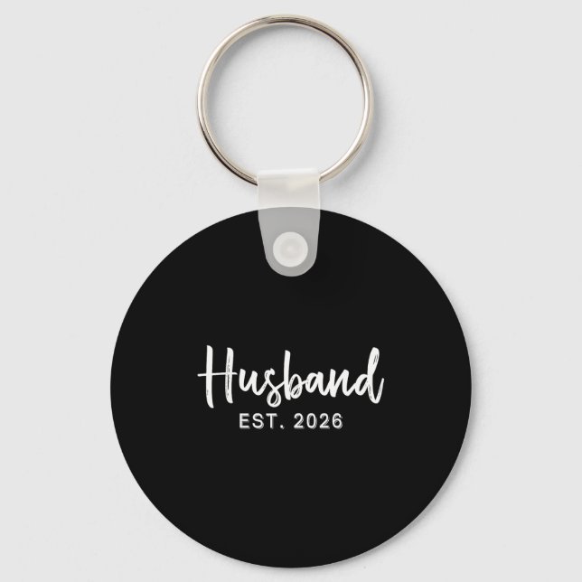 Husband Est 2026 Hubby Just Married Honeymoon Wedd Keychain (Front)