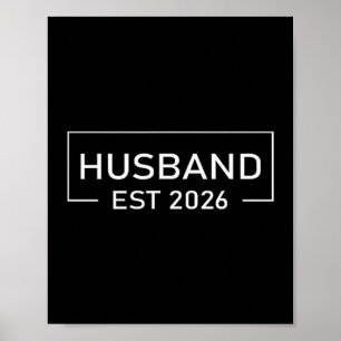 Husband Est 2026 Married Honeymoon Wedding Couples Poster
