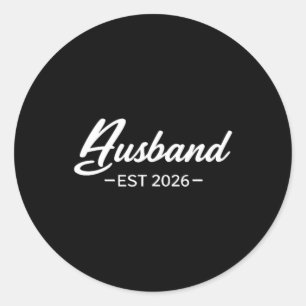 Husband Est 2026 Shirt Married Honeymoon Wedding Classic Round Sticker