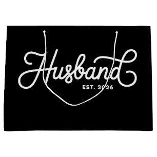 Husband Est 2026 Wedding Just Married Honeymoon Large Gift Bag
