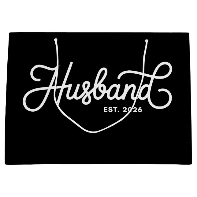 Husband Est 2026 Wedding Just Married Honeymoon Large Gift Bag (Front)
