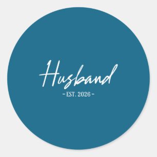 Husband Est Married Man's Wedding Classic Round Sticker