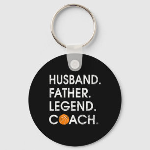Husband Father Legend Coach Fun basketball Gift Keychain