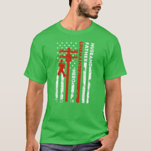 Husband Father Lineman Hero gift for Electric Cabl T-Shirt