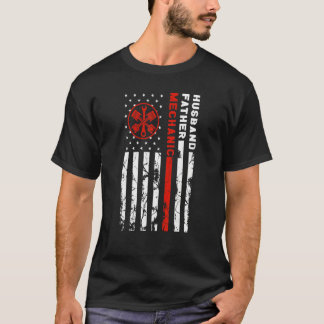 Husband Father Mechanic American Flag Vintage Men  T-Shirt