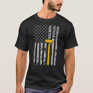Husband Father Painter Vintage American flag for P T-Shirt
