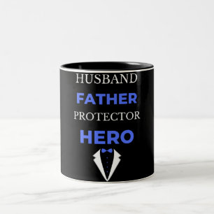 Husband Father Protector Hero Two-Tone Coffee Mug