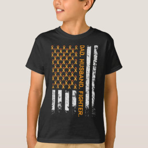 Husband Fighter Ribbon Usa Flag Leukaemia Awarenes T-Shirt