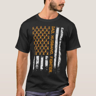 Husband Fighter Ribbon Usa Flag Leukaemia Awarenes T-Shirt