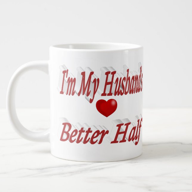 Husband funny quote red text large coffee mug (Left)