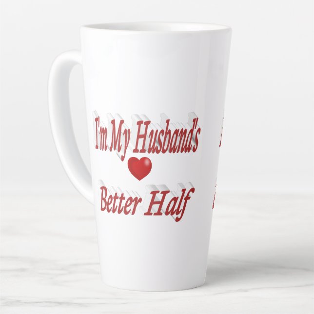 Husband funny quote red text latte mug (Left Angle)