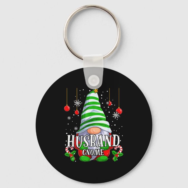 Husband Gnome Christmas Pajamas Matching Family Gr Keychain (Front)