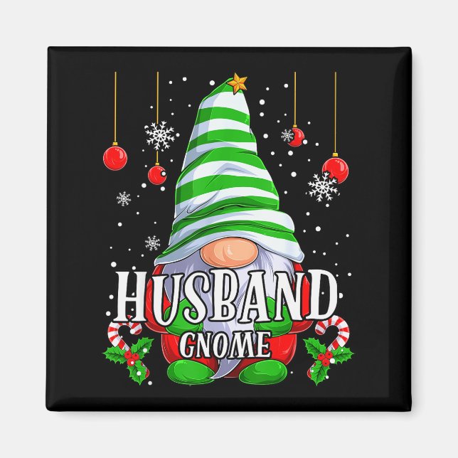 Husband Gnome Christmas Pajamas Matching Family Gr Magnet (Front)