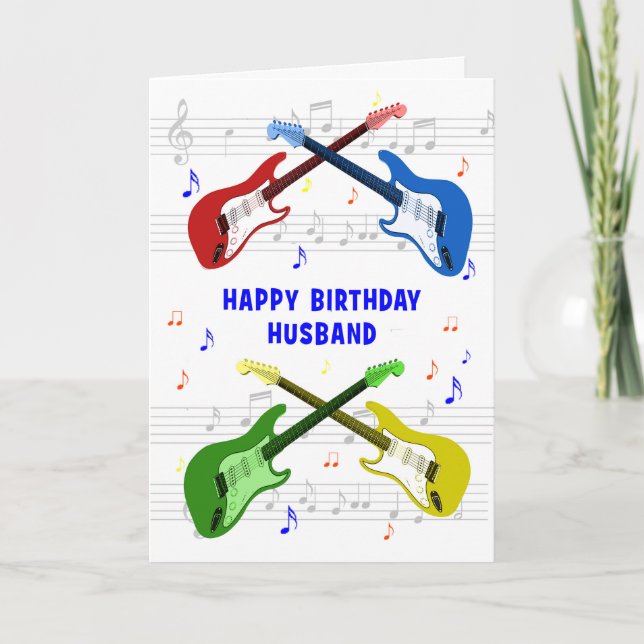 Husband Guitars Birthday Card (Front)