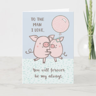Husband Happy Anniversary Cute Pigs Card