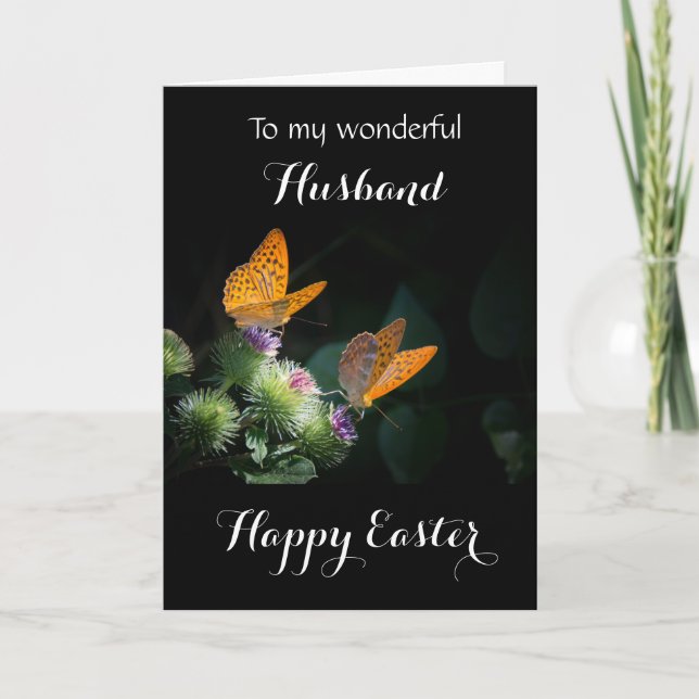 Husband / Happy Easter - Fritillary Butterflies Holiday Card (Front)