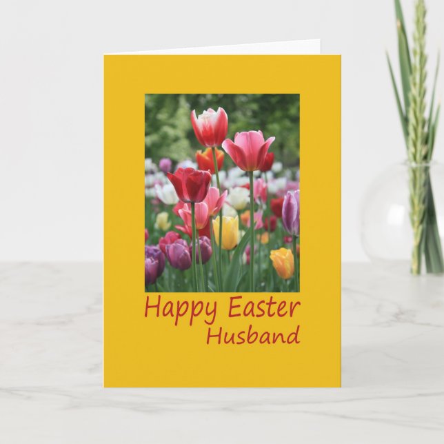 Husband Happy Easter Tulip card (Front)