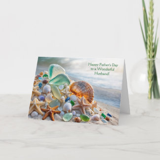 Husband Happy Fathers Day Ocean Beach Seashells  Card