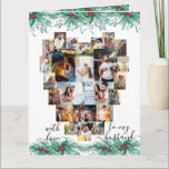 Husband Heart Photo Collage Holly and Mistletoe Card<br><div class="desc">Photo Christmas Card for your husband with love heart shaped photo collage which holds 24 of your favourite photos. The card is bordered with watercolor holly and mistletoe garlands and lettered with elegant handwritten script typography. The photo template is set up for you to add your pictures - add the...</div>