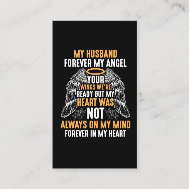 Husband Heaven Forever Angel Memory widow Hubby Business Card (Front)