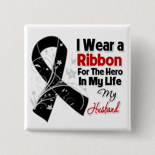 Husband Hero in My Life Skin Cancer 2 Inch Square Button