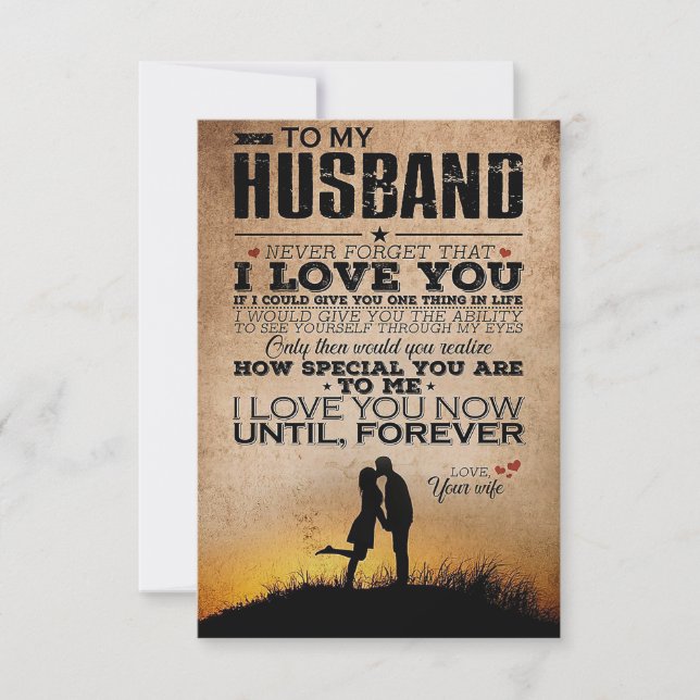 Husband I Love You Now Until Forever Thank You Card (Front)