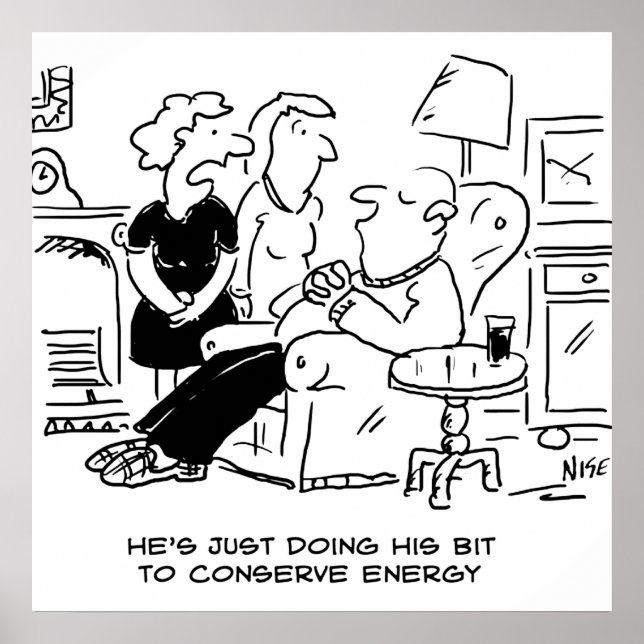 Husband is Sleeping to save Energy Poster (Front)