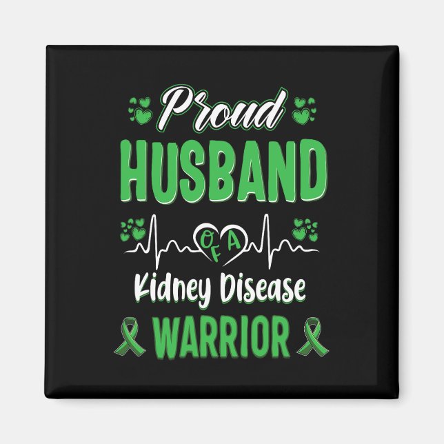 Husband Kidney Disease Warrior Awareness Ribbon Gr Magnet (Front)