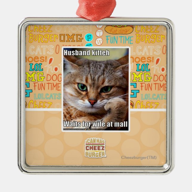 Husband Kitteh Metal Ornament (Front)