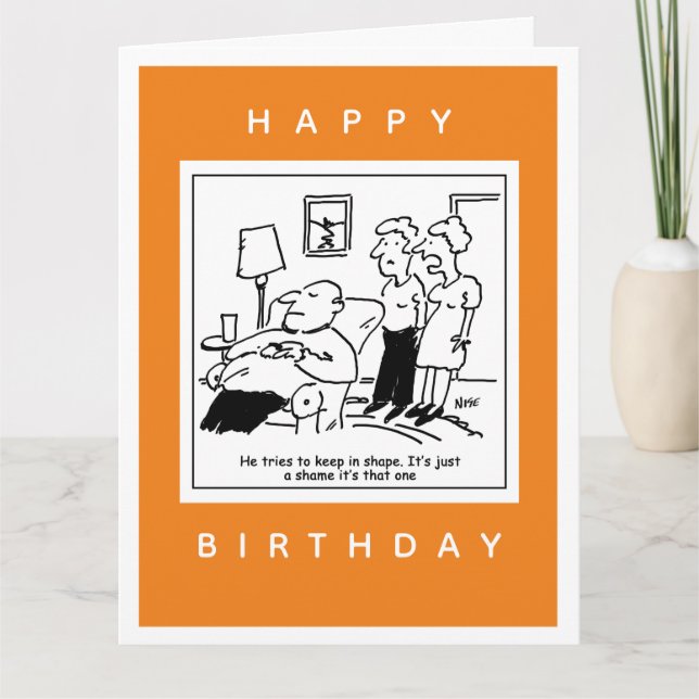 Husband likes to keep in shape Cartoon Card (Front)