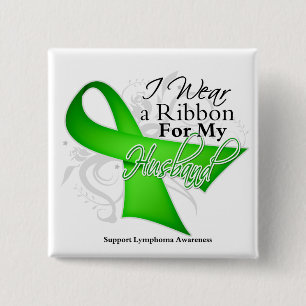 Husband Lime Green Ribbon - Lymphoma 2 Inch Square Button