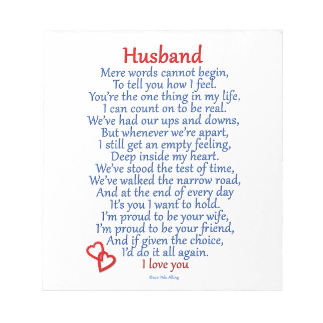 Husband Love Notepad (Front)