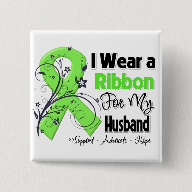Husband - Lymphoma Ribbon 2 Inch Square Button (Front)