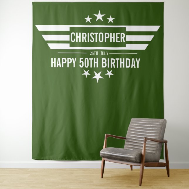 Husband man male birthday  Booth banner Tapestry (In Situ)