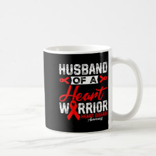 Husband Of A Heart Warrior Heart Disease Red Ribbo Coffee Mug