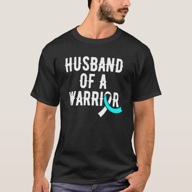 Husband of a Warrior Blue Ribbon Achalasia Awarene T-Shirt (Front)