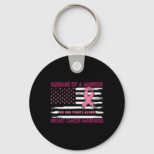 Husband Of A Warrior Breast Cancer Awareness Suppo Keychain (Front)