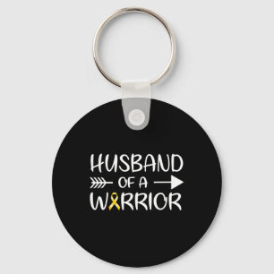 Husband of a Warrior Childhood Cancer Awareness Ri Keychain
