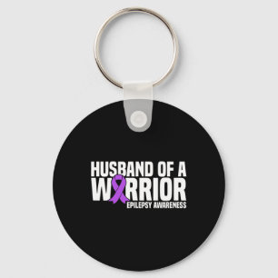 Husband of a Warrior Purple Ribbon Epilepsy Awaren Keychain