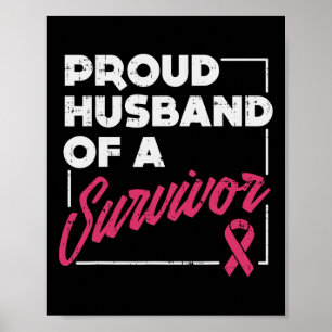 Husband Of Survivor Breast Cancer Awareness Men Gi Poster